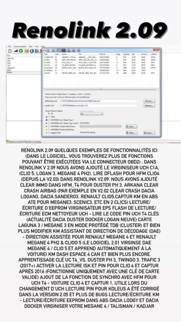 Mise à jour logiciel RENOLINK v2.09